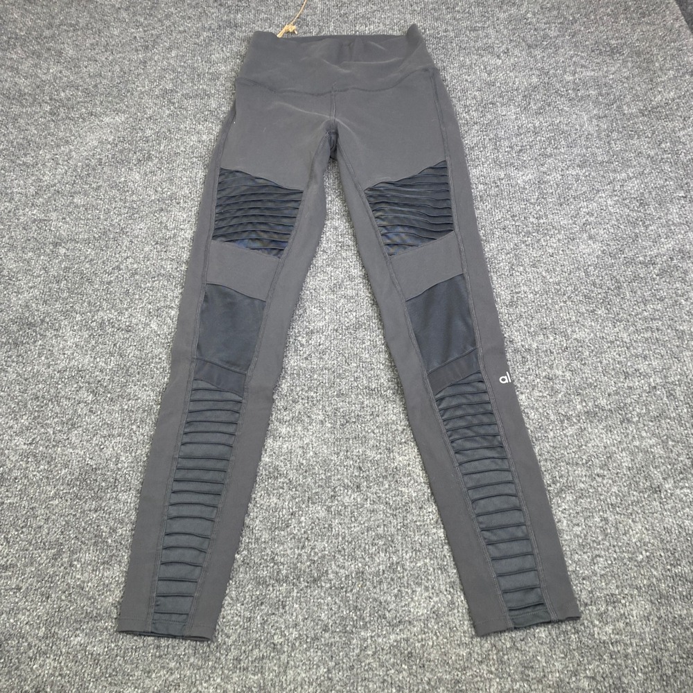 Alo Yoga Moto Leggings High Waist Mesh Anthracite Gray Womens Size S W5494R